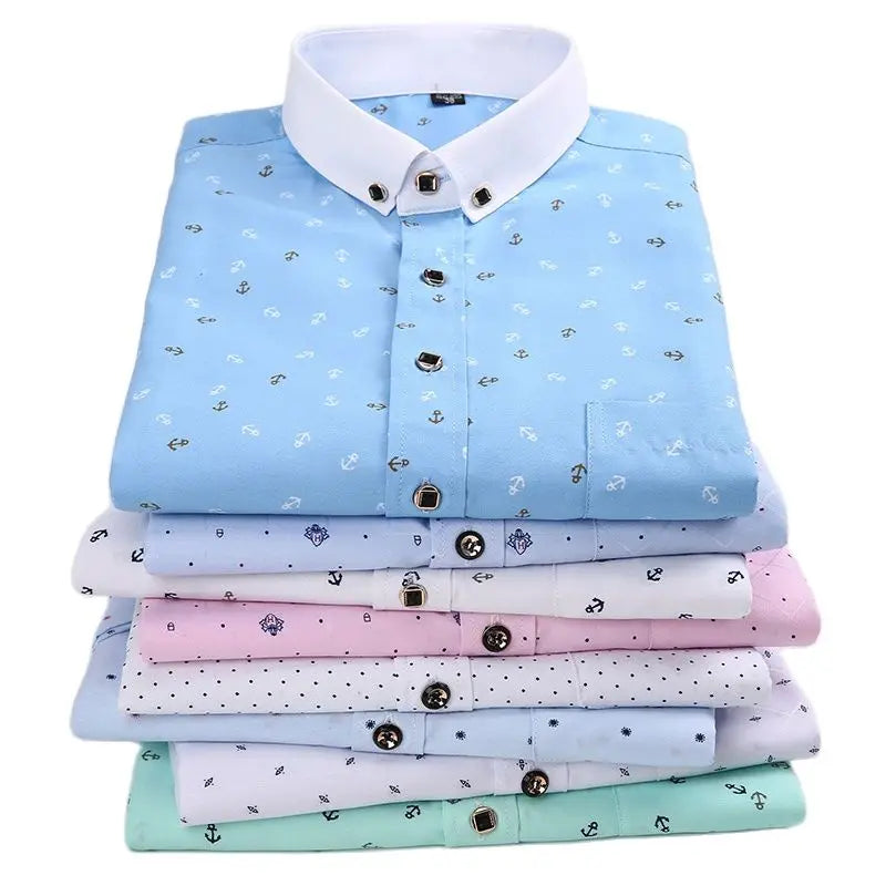 Men's Long Sleeve Printed Casual Shirt Fashion Trun-down Collar Wedding Party Shirts Soft Hawaiian Holiday Summer Shirt