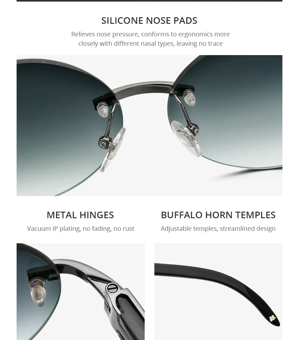 HEPIDEM Buffalo Horn Glasses Women New Square Rimless High Quality Men Sunglasses Luxury Eyewear Buffs Eyeglasses