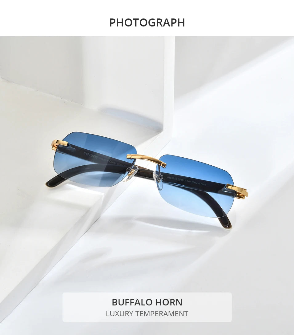 HEPIDEM Buffalo Horn Glasses Women New Square Rimless High Quality Men Sunglasses Luxury Eyewear Buffs Eyeglasses