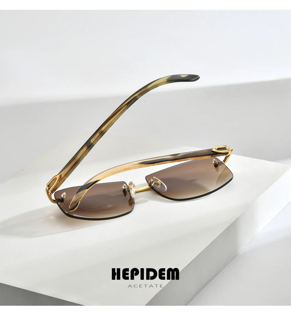 HEPIDEM Buffalo Horn Glasses Women New Square Rimless High Quality Men Sunglasses Luxury Eyewear Buffs Eyeglasses