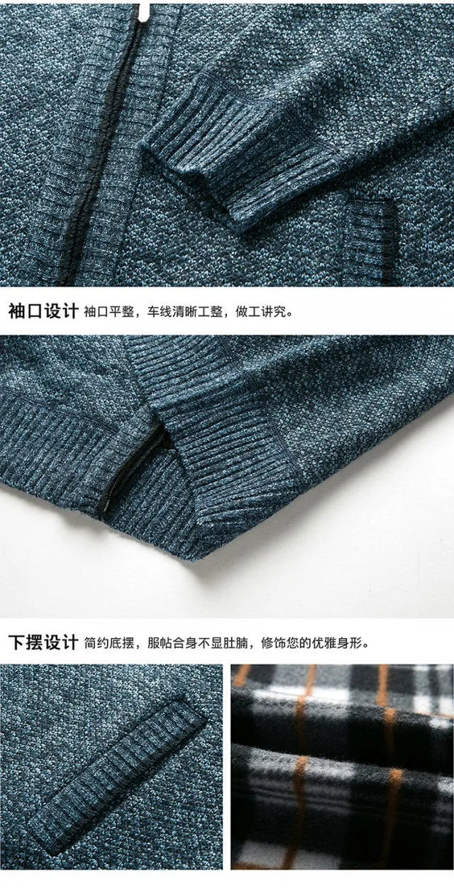 Men's Knit Sweater Spring Autumn Men Cardigan Cable Sweaters Coat Faux Fur Wool Casual Loose Coat  Solid Versatile Jacket