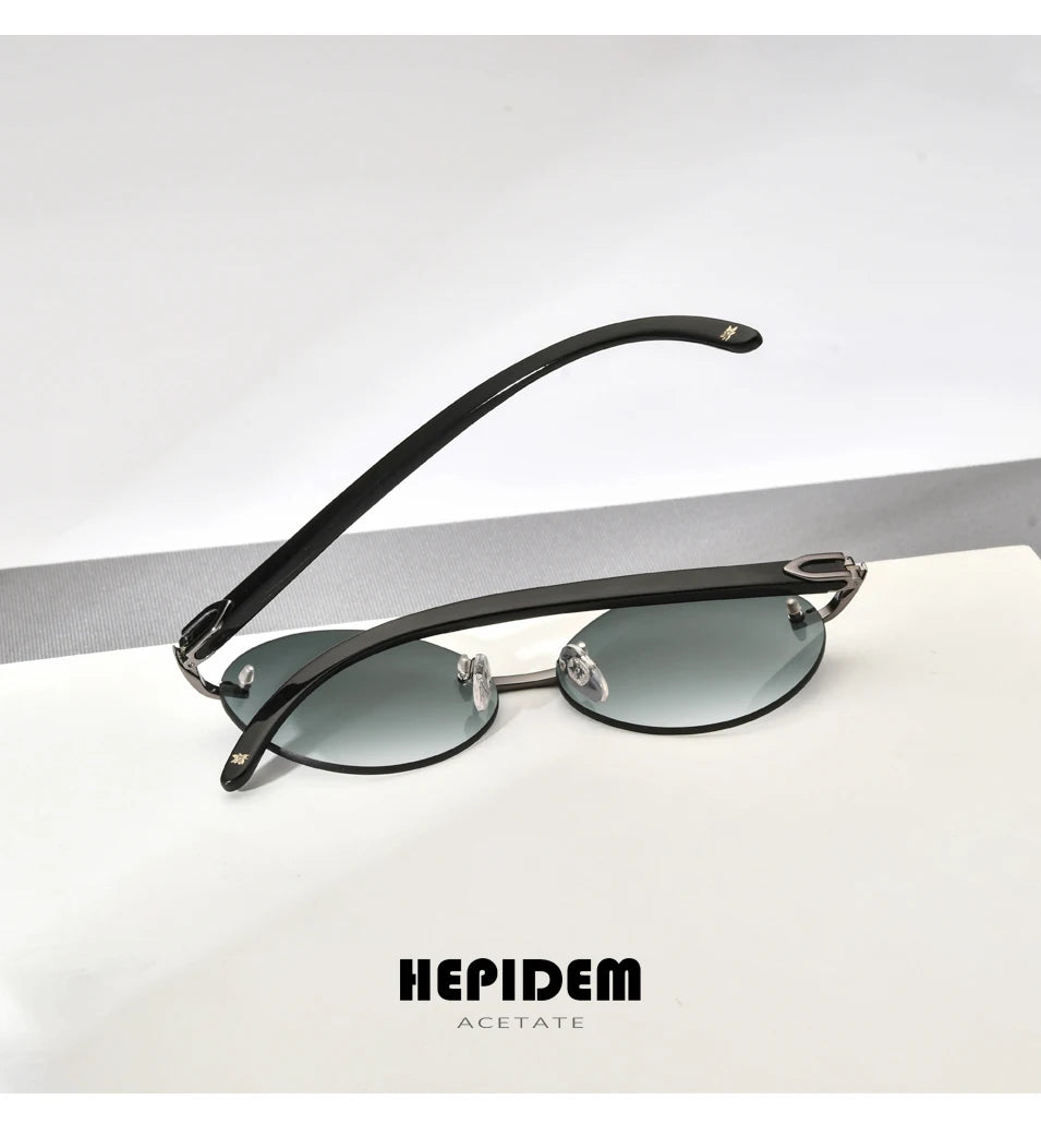 HEPIDEM Buffalo Horn Glasses Women New Square Rimless High Quality Men Sunglasses Luxury Eyewear Buffs Eyeglasses