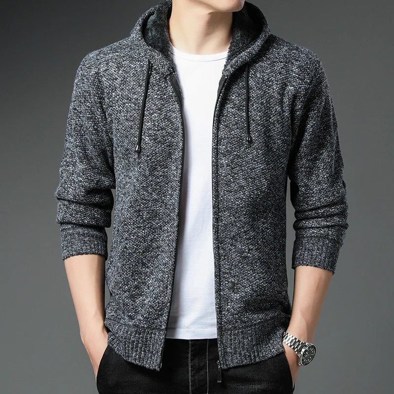 Men's Knit Sweater Spring Autumn Men Cardigan Cable Sweaters Coat Faux Fur Wool Casual Loose Coat  Solid Versatile Jacket