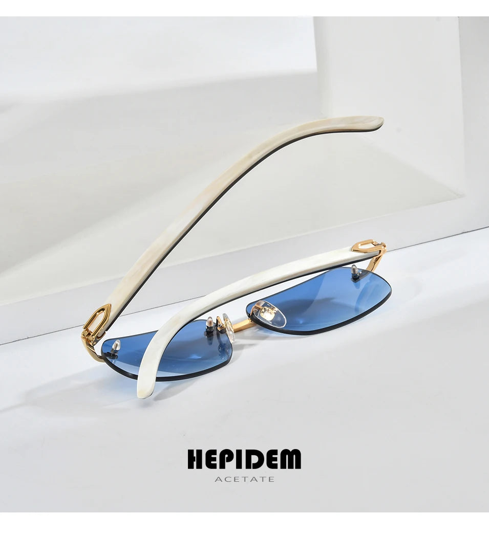 HEPIDEM Buffalo Horn Glasses Women New Square Rimless High Quality Men Sunglasses Luxury Eyewear Buffs Eyeglasses