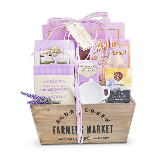 Relaxing Lavender Tea Gift Basket Alder Creek Gift Baskets