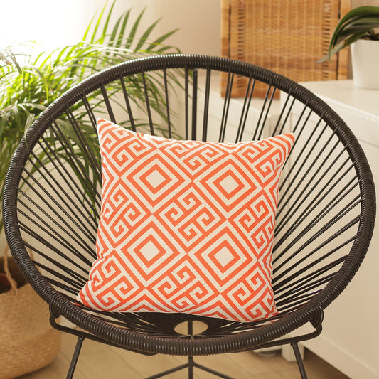 Tropical Orange Greek Square 18" Throw Pillow Cover & Insert