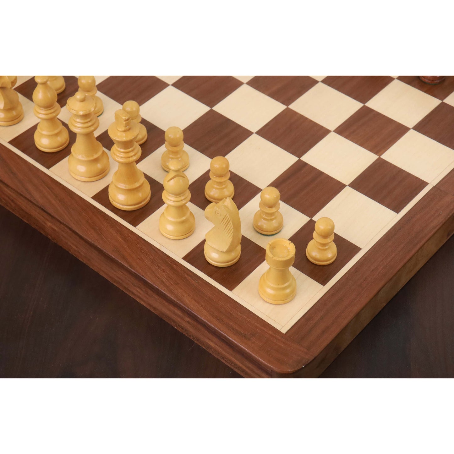 2 in 1 Magnetic Travel Chess & Backgammon Set in Golden Rosewood & Bud Rosewood- 14 inches Royal Chess Mall