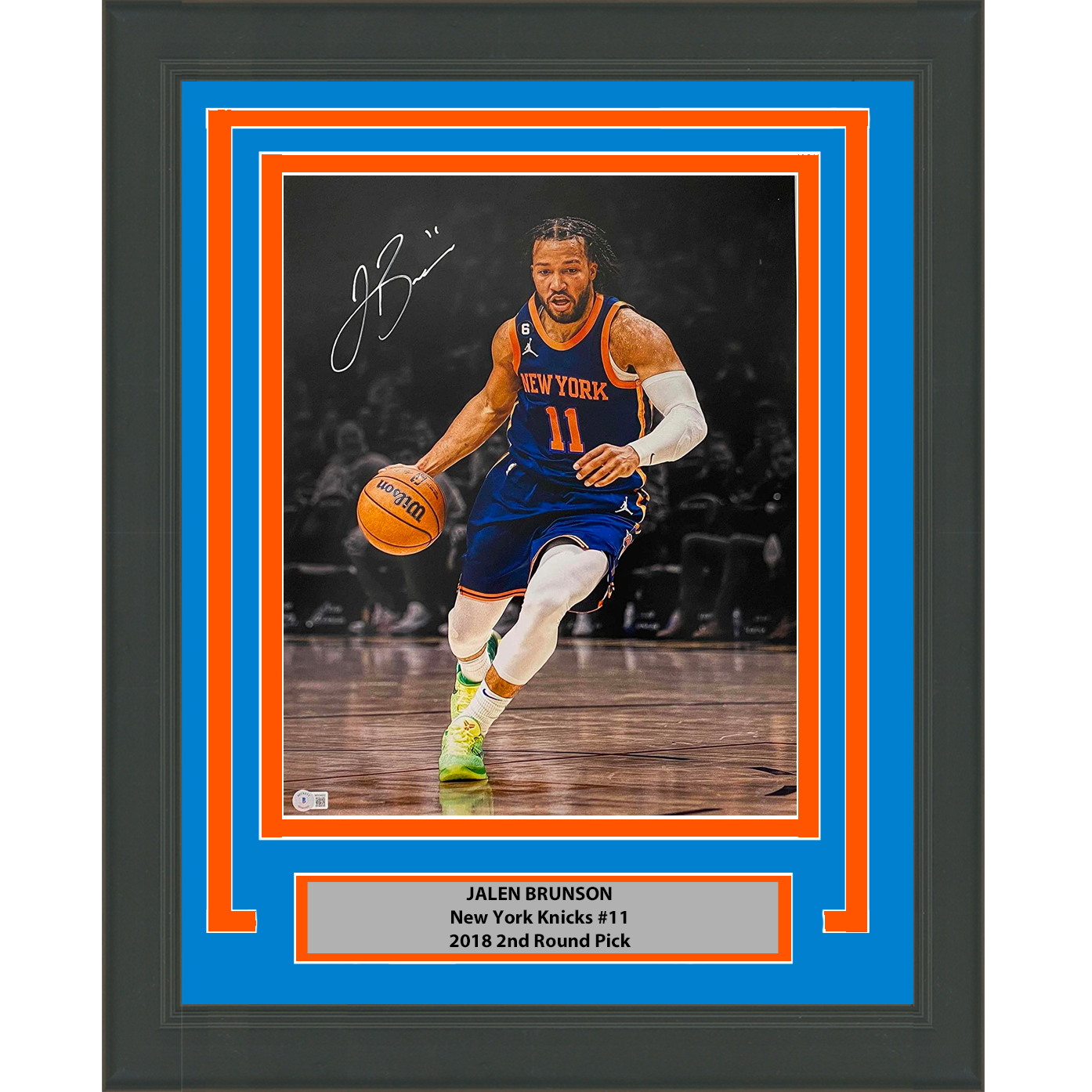 Framed Autographed/Signed Jalen Brunson New York Knicks 16x20 Basketball Photo Beckett BAS COA Hall of Fame Sports Memorabilia