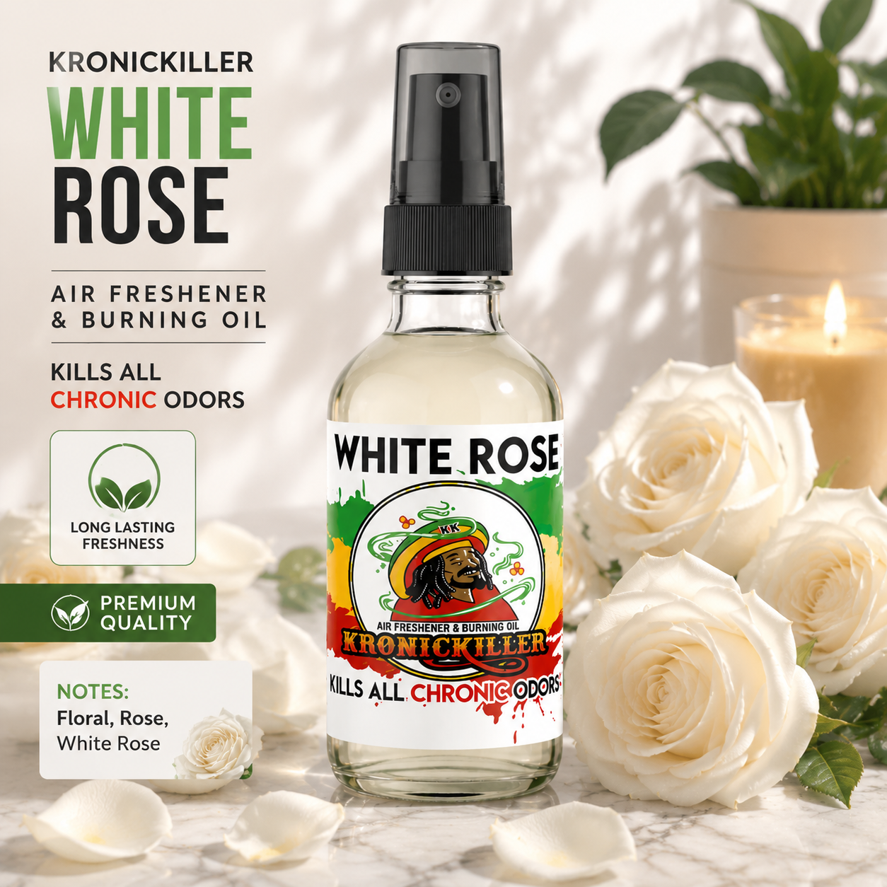 Kronickiller White Rose Air Freshener & Burning Oil Kronic Killer