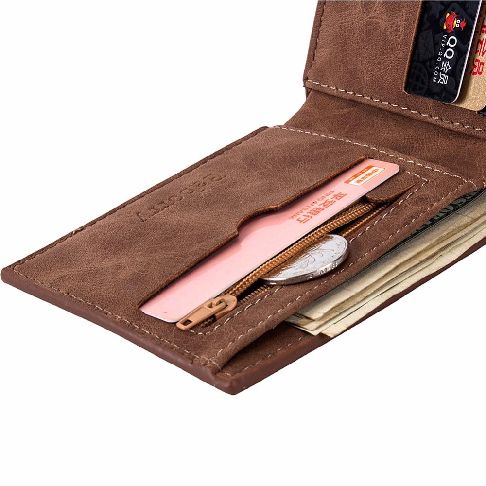 Men's Suede Wallet with Coin Bag Zipper