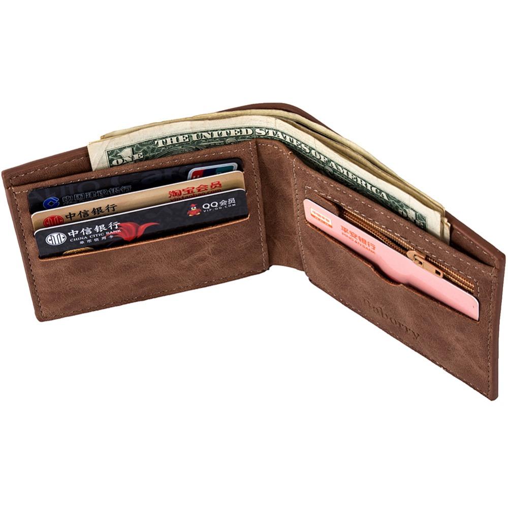 Men's Suede Wallet with Coin Bag Zipper