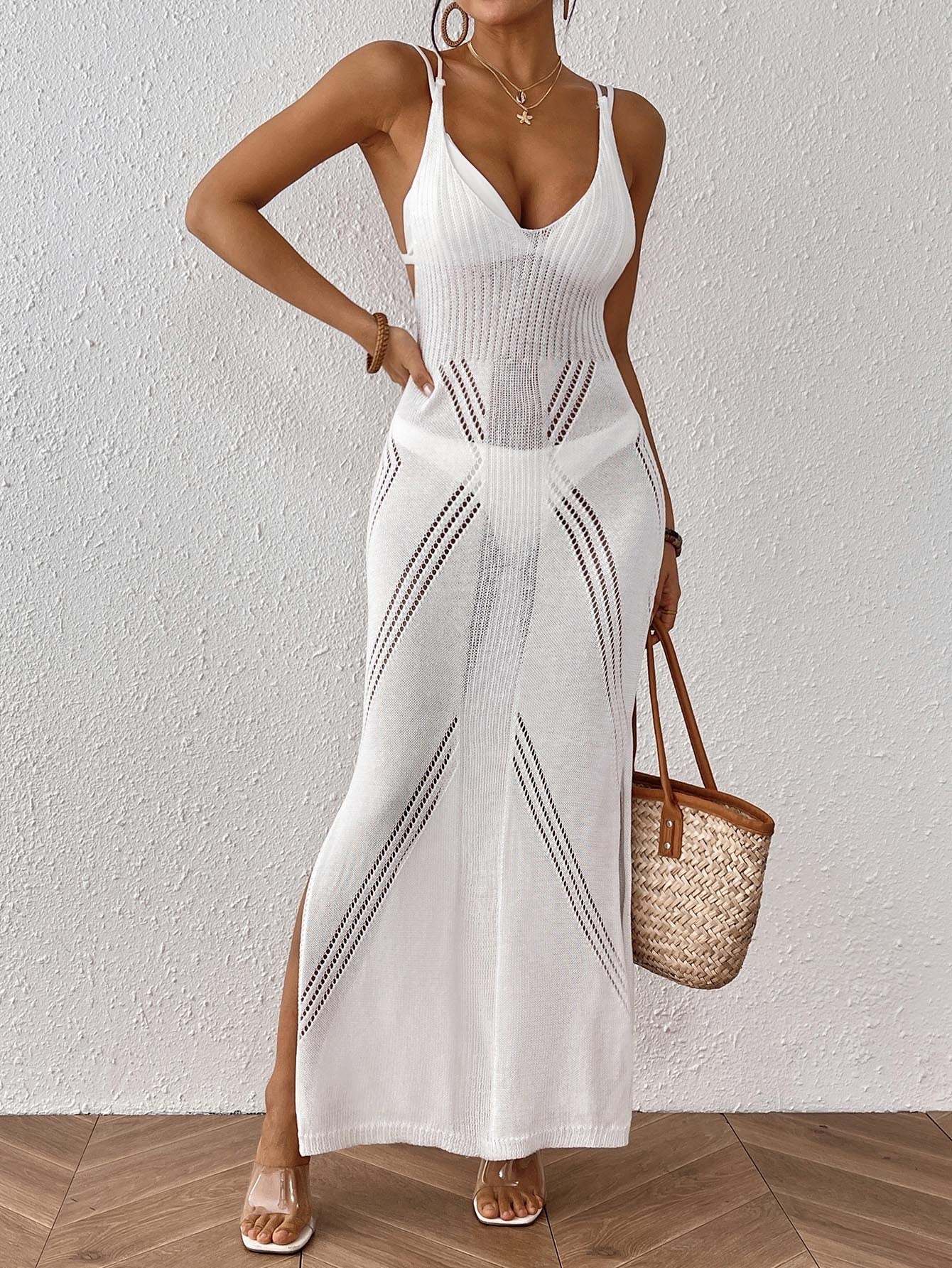 Women Vacation Beach Dress Long Dress Women Clothing Strap Strap Split Dress Slim Fit Suspender Dress Bella Mia