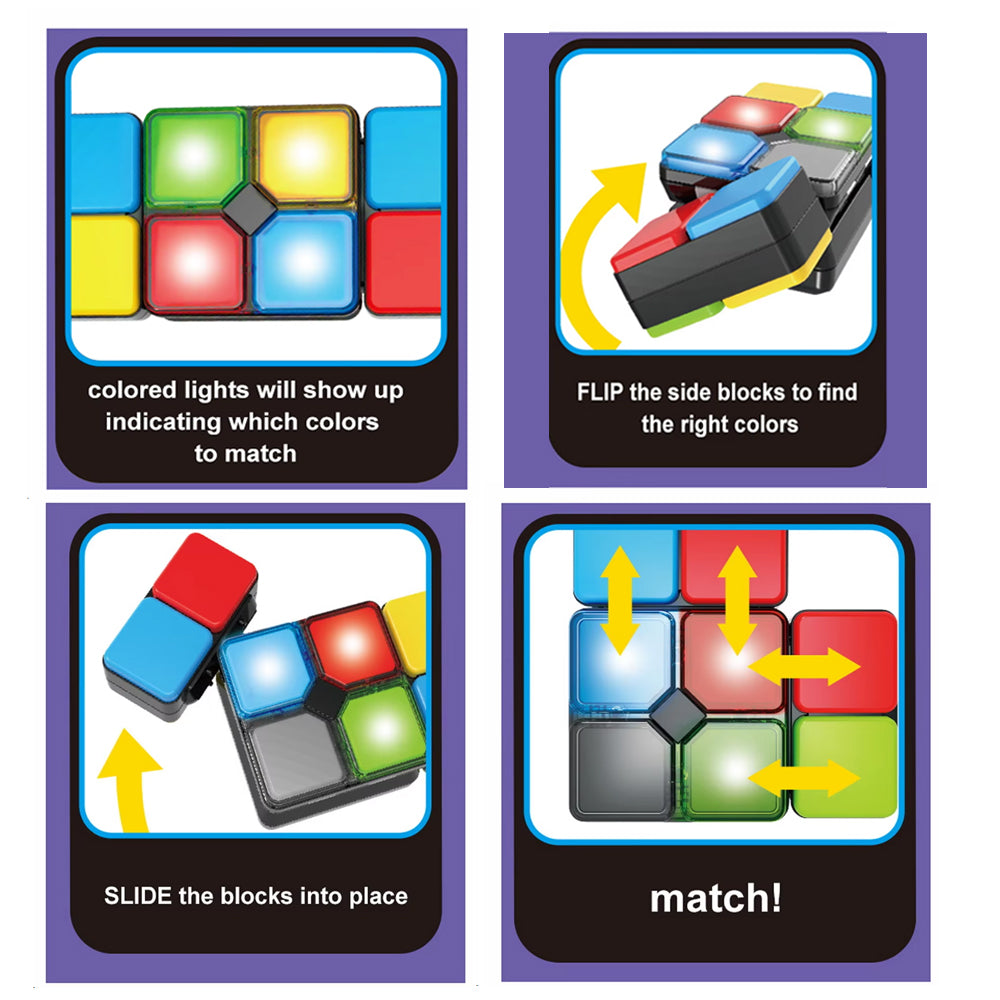 Magic Cube Flip Slide Match Memory Game Electronic Handheld Fidget Toy Single or Multiplayer The Noodley