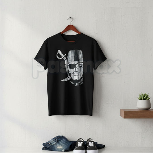 "Raider Nation" Silver & Black T-Shirt – Classic Football Fan Graphic Tee, Premium 100% Cotton Gameday Top, Soft Lived-In Heavyweight Unisex Raider Gear, Made in USA Pasimax