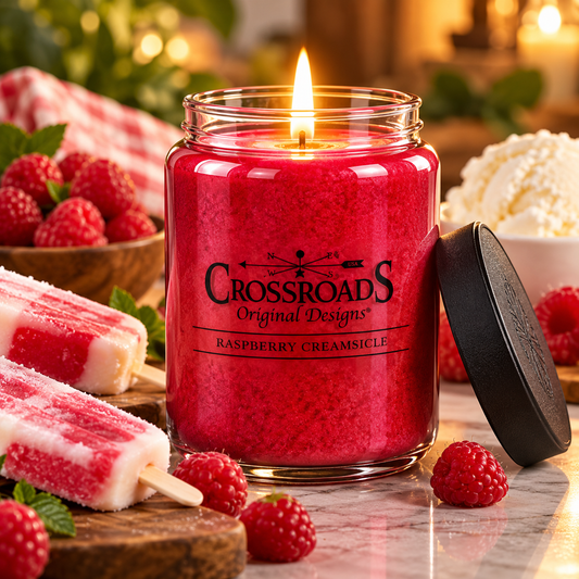 Crossroads Raspberry Creamsicle 26oz Jar Candle