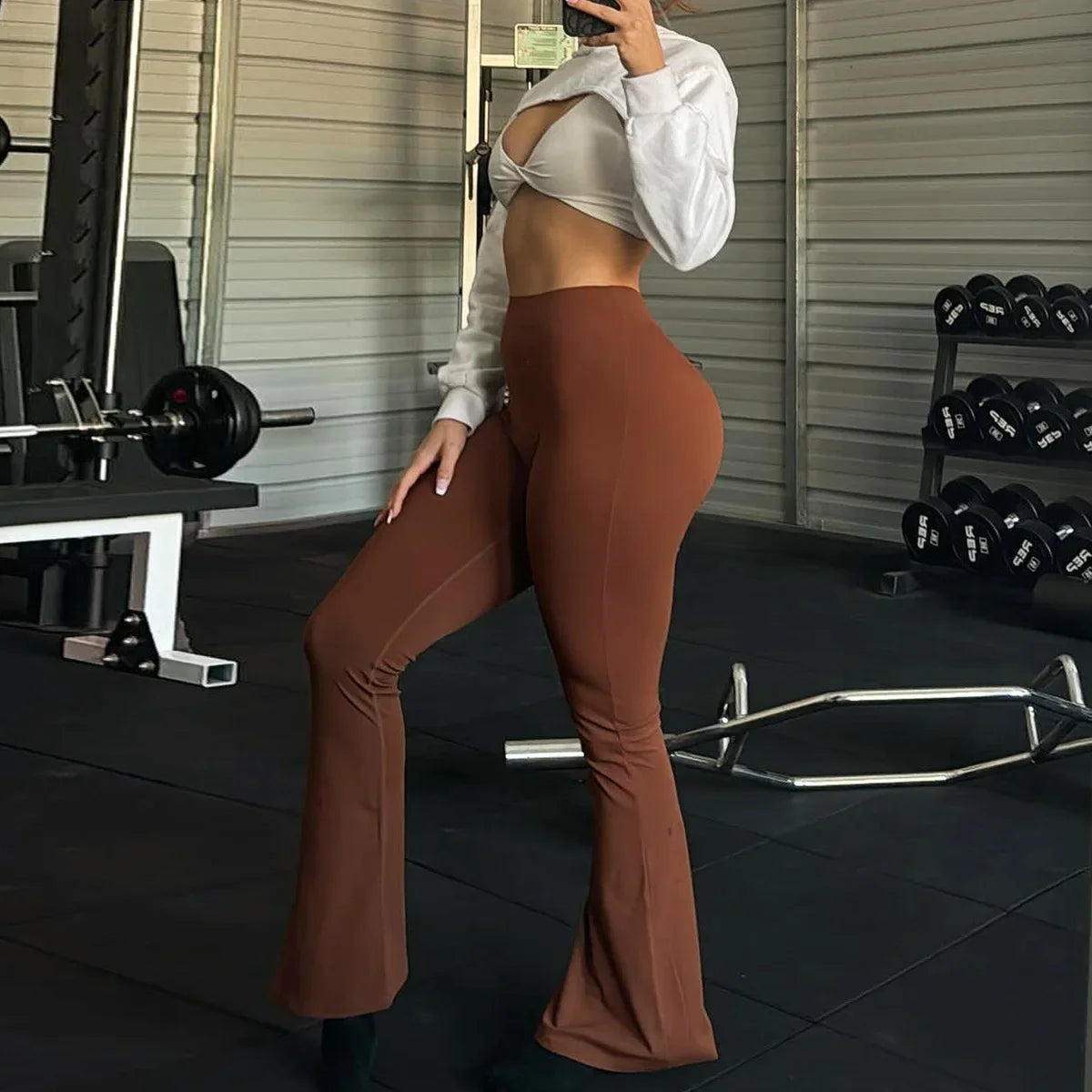 DSMTRC High Waist Scrunch Gym Sports Leggins Elastic V Cut Training Pants Workout Tights Women V Back Sports Yoga Leggings