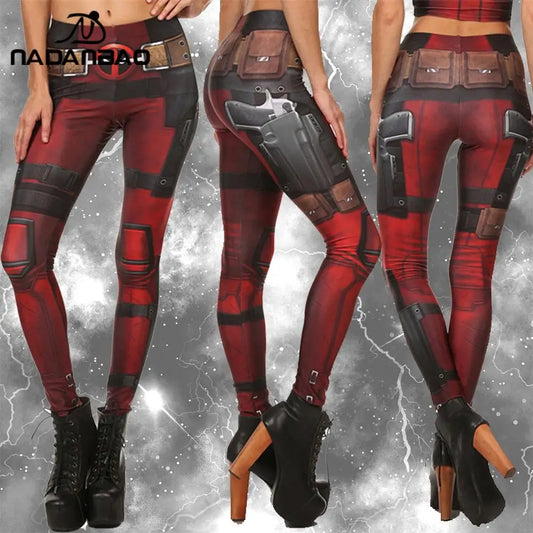 Nadanbao Leggings Holiday Party Cosplay Women Deadpool Wolverine Print Elastic Leggings Female Sexy Tights Mid Waist Trousers