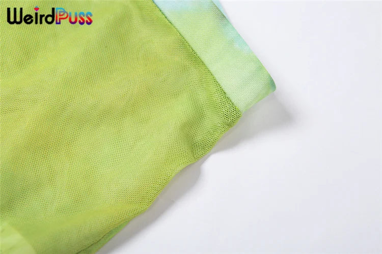 Weird Puss Mesh Tie Dye Straight Women's Pants