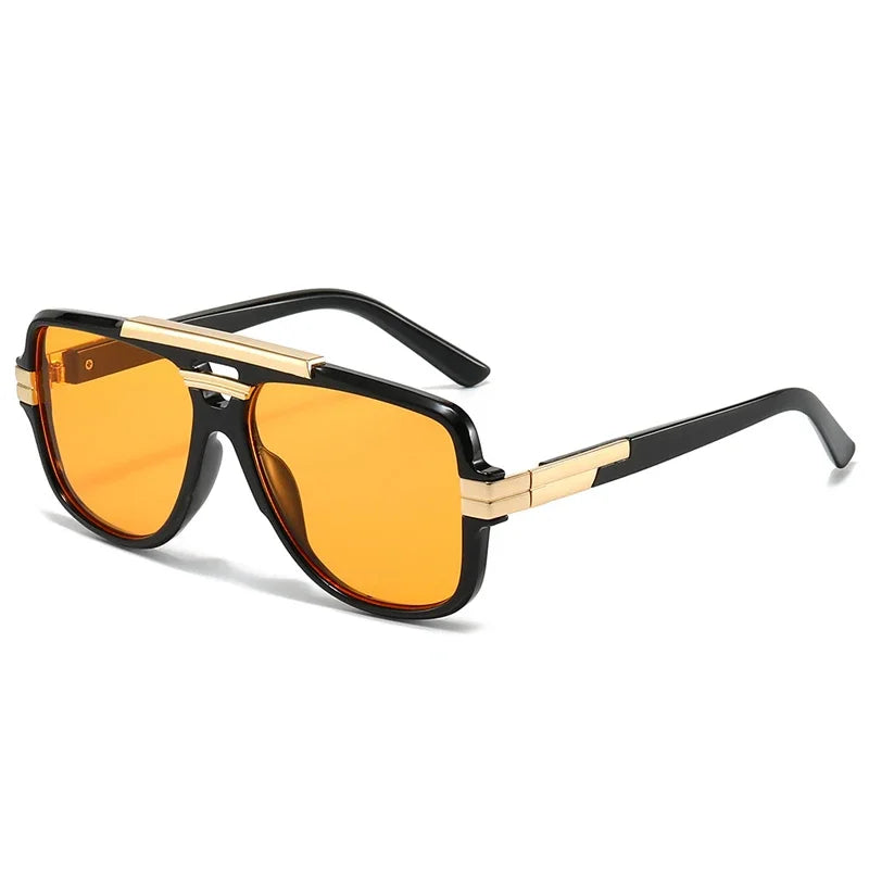 SO&EI Retro Square Double Bridges Men Sunglasses Fashion Brand Designer Shades UV400 Women Gradient Sun Glasses