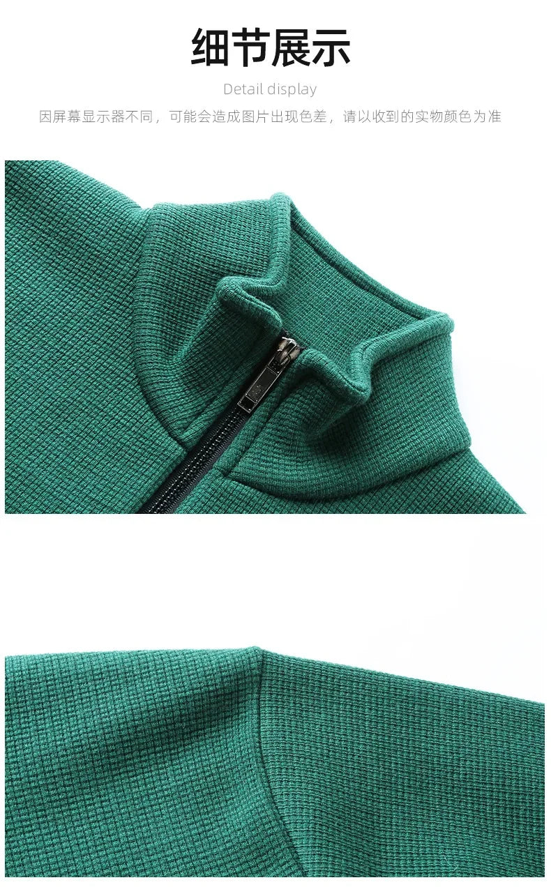 Men's Clothing Turtleneck Sweater Fashion Men's Knitwear Solid Color Chunky Half Zipper Thickening Sweater Luxury Warm Sweater