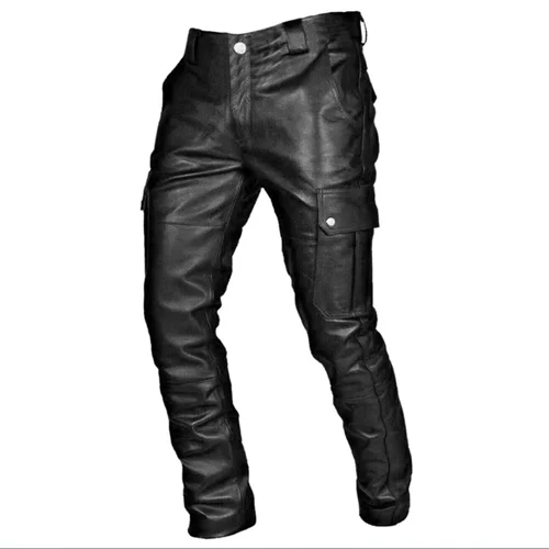 New Men Leather Pants Black / Red / Brown Fashion Men's Dance Party Casual Trousers Large Size 5XL