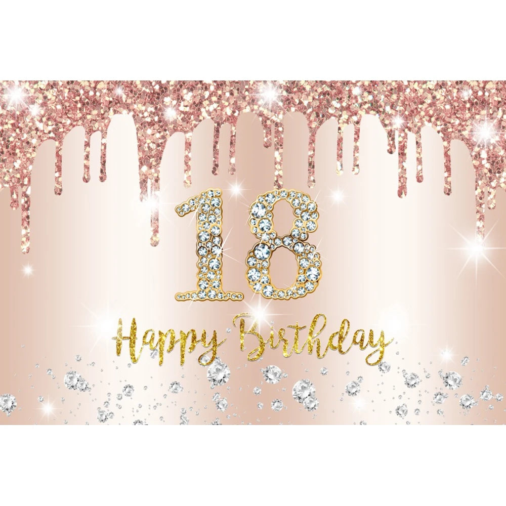 18th Birthday Photography Background Black Golden Glitter Balloons Boys Girls 18 Years Old Birthday Party Decoration Backdrops