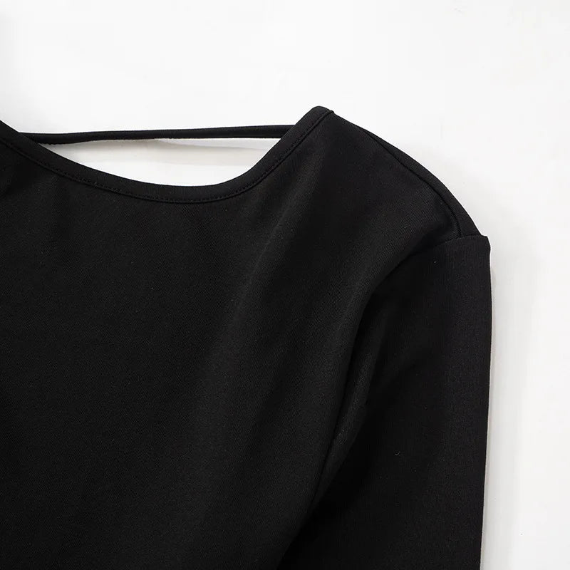 Shestyle Backless Black Pencil Dress