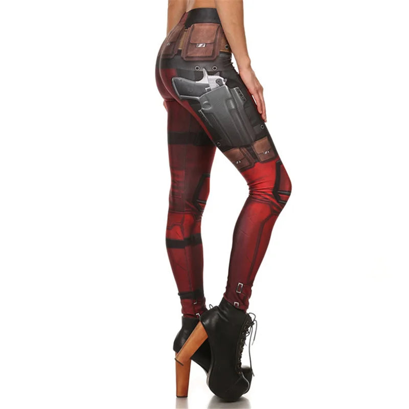 Nadanbao Leggings Holiday Party Cosplay Women Deadpool Wolverine Print Elastic Leggings Female Sexy Tights Mid Waist Trousers