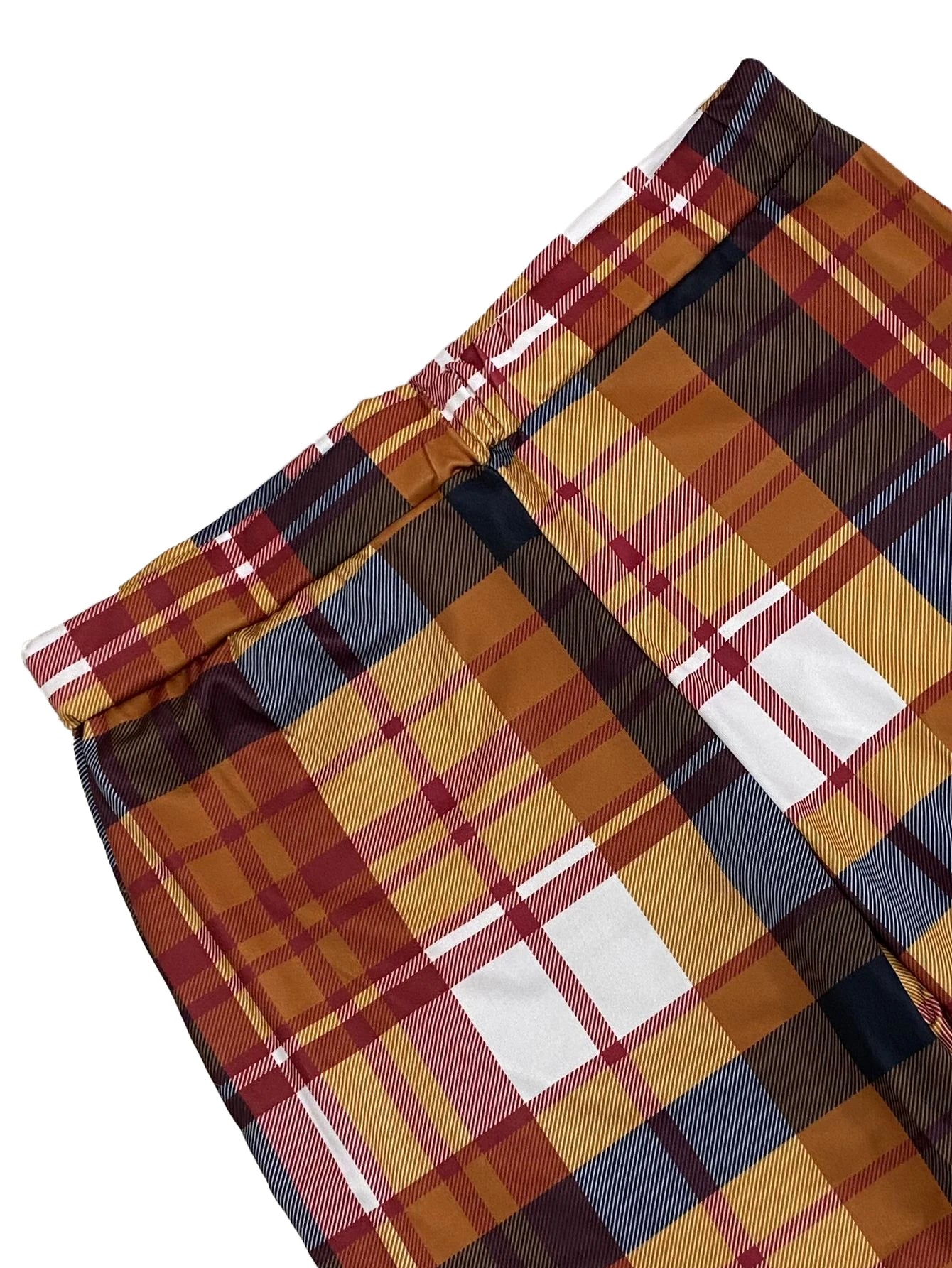 European and American women's plaid printed straight leg pants