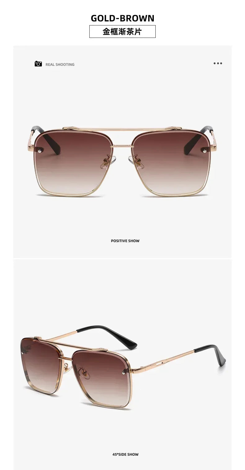 Fashion Square Luxury Design Sunglasses Men Women Flight Seven Rock Mach Six Style Gradient Pilot Sunglasses Oculos De Sol