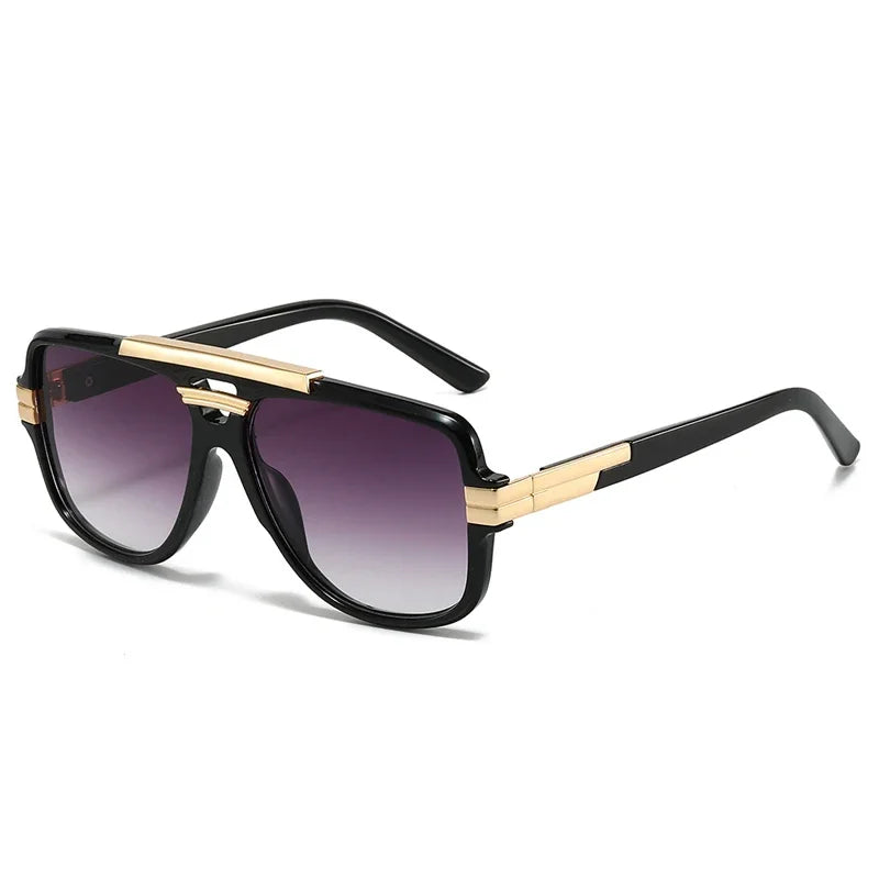 SO&EI Retro Square Double Bridges Men Sunglasses Fashion Brand Designer Shades UV400 Women Gradient Sun Glasses