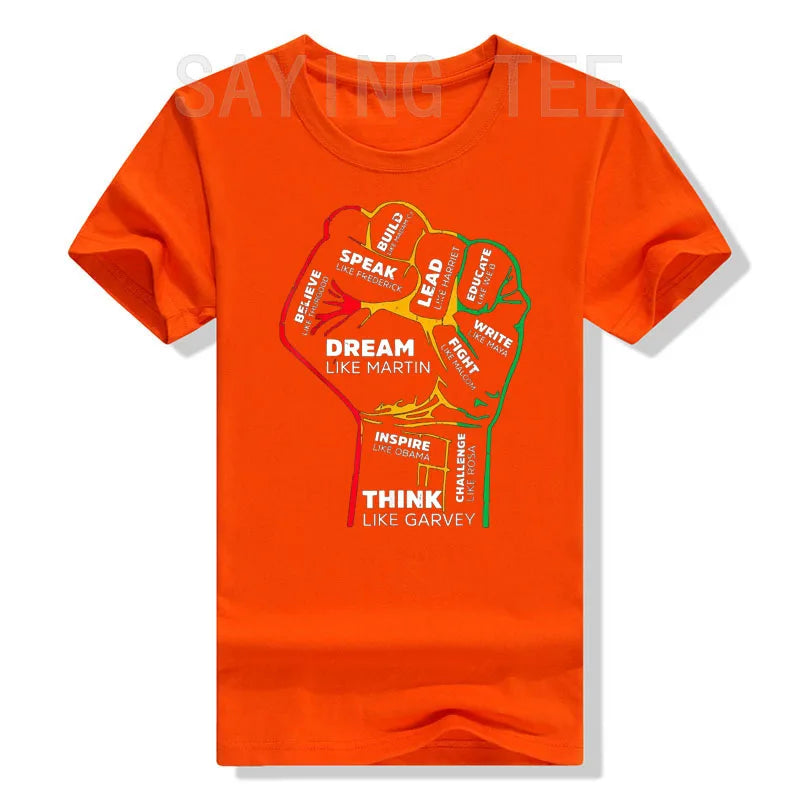 Inspiring Black Leaders Power Fist Hand Black History Month T-Shirt Cool Present for Women Men African Americans Graphic Tee Top