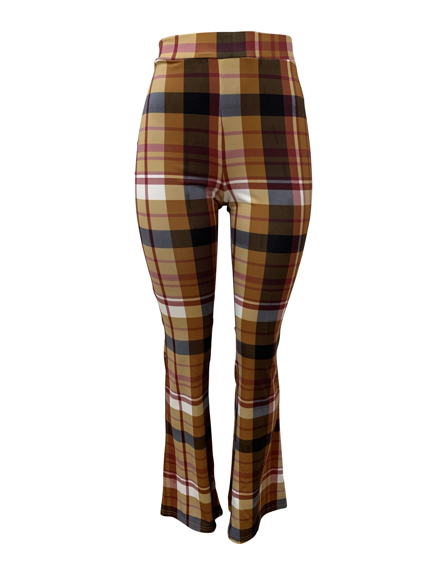 European and American women's plaid printed straight leg pants