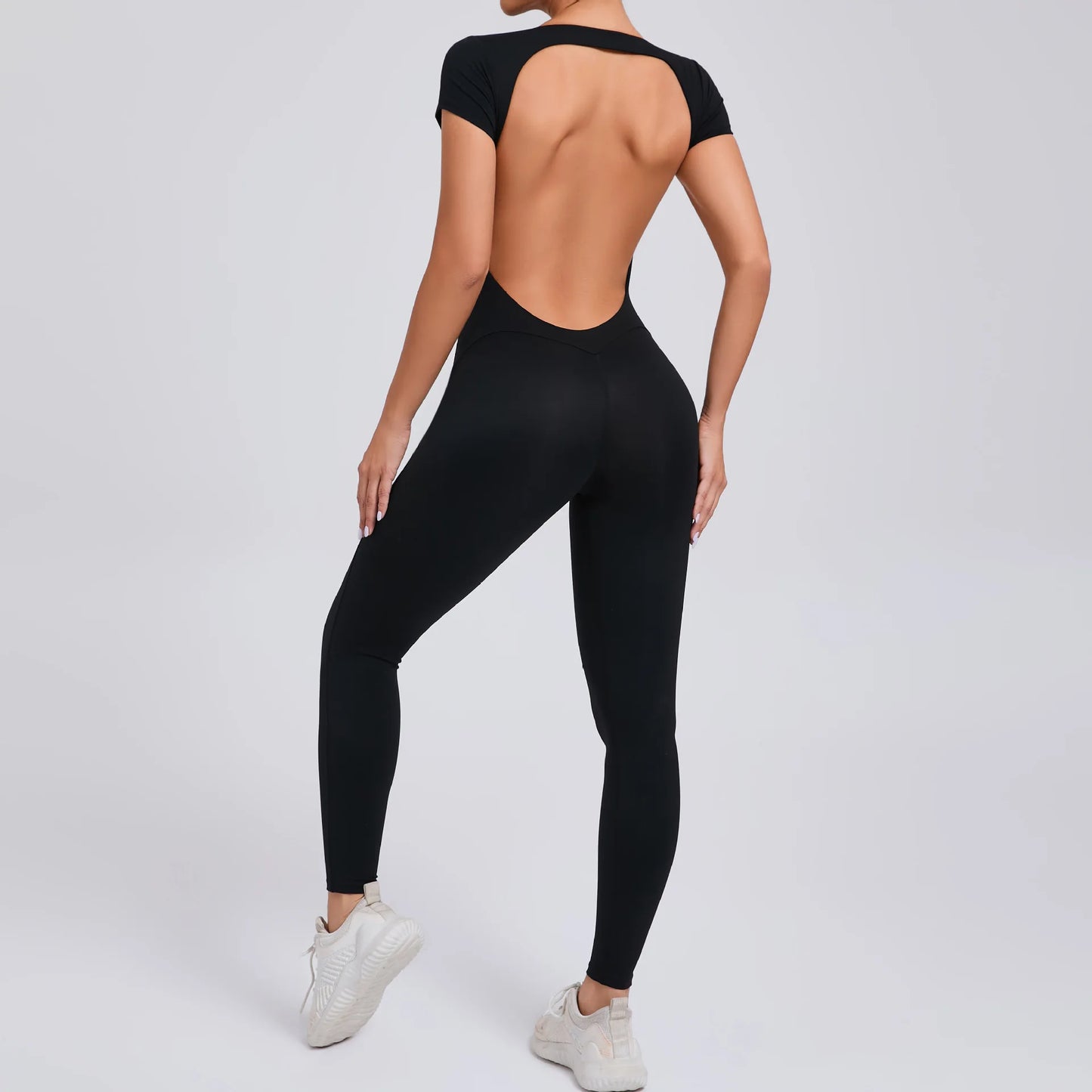 Sexy Long Sleeves One-piece Suit Female Jumpsuit Quick Dry Yoga Clothing Workout Bodysuits Backless Sports Rompers Women Gym