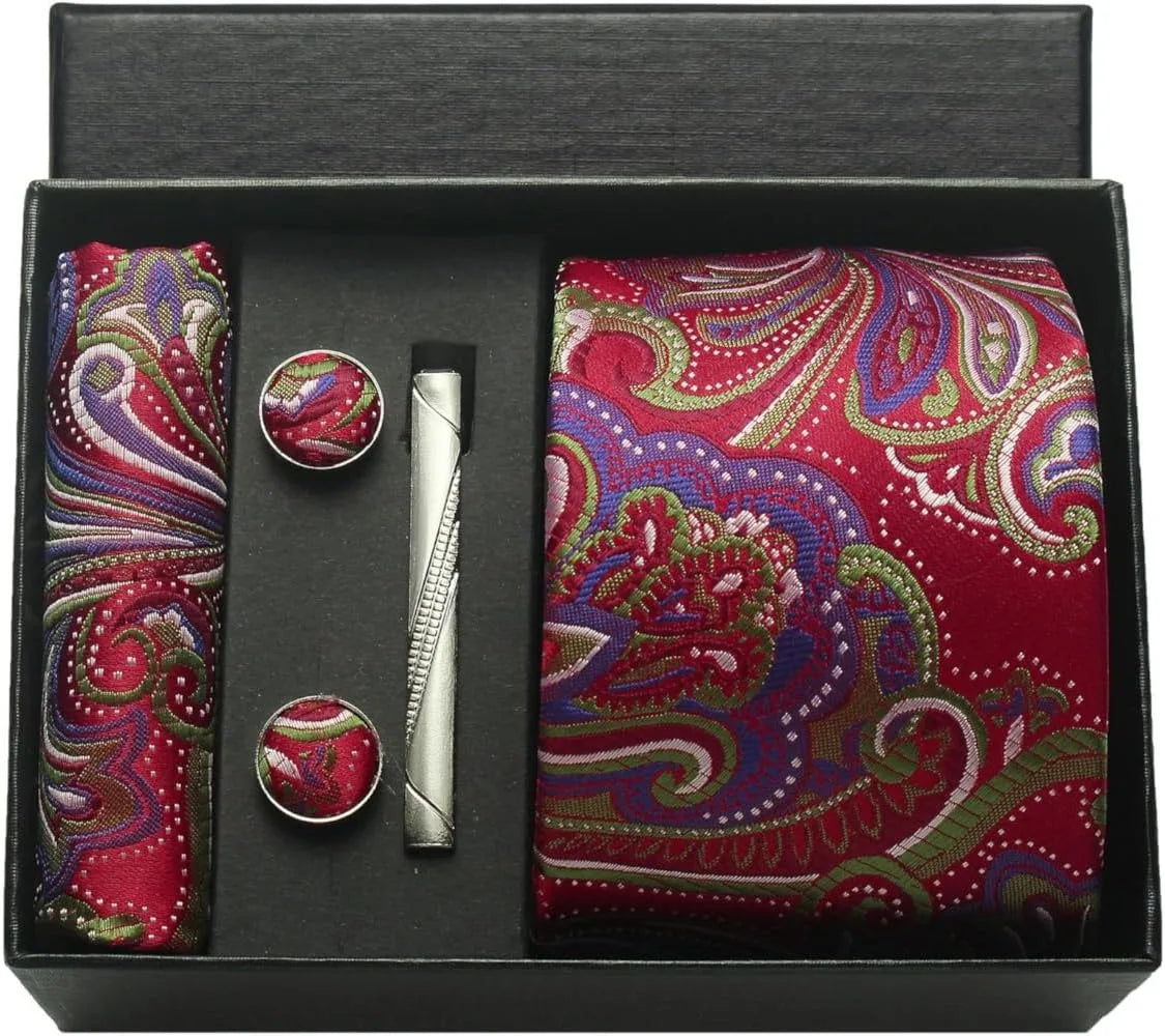 100% Silk Necktie Paisley Floral Mens Tie