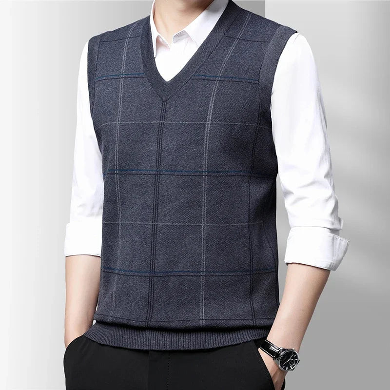 Men's Thickened Casual Sweater Tank Top Autumn and Winter Warm Men's Vest