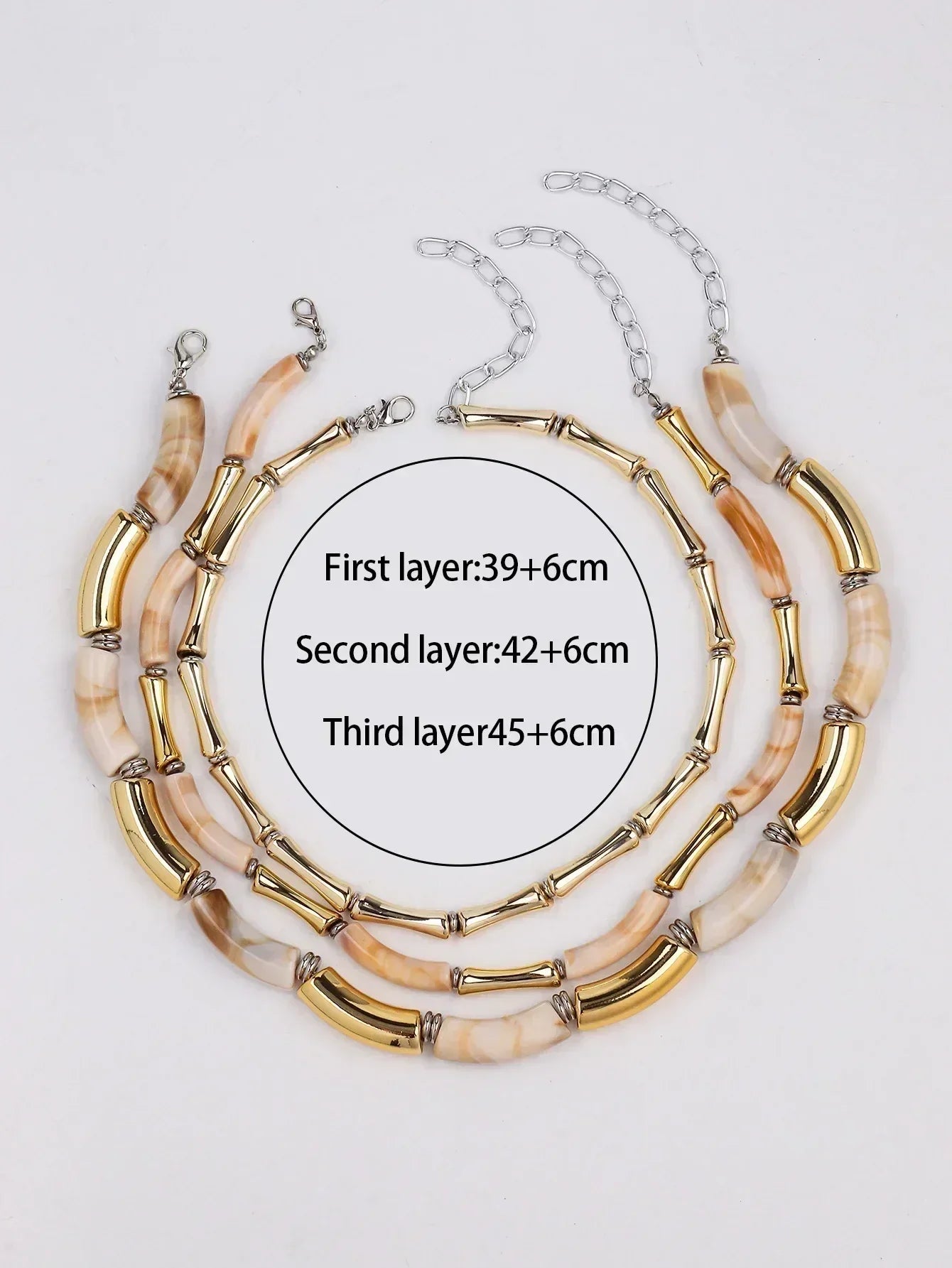 3 pieces/set Bohemian Acrylic Bamboo Beads Choker Necklace Set for Women Chunky Tube Necklaces 2024 Accessories Jewelry Femstylo