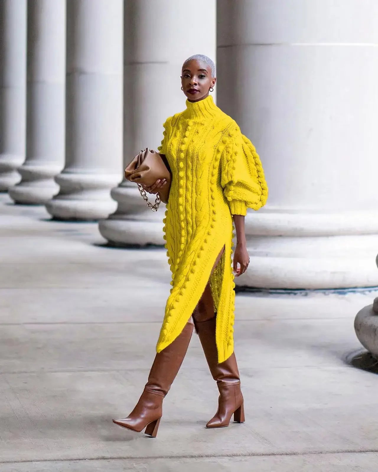 New Autumn Women Long Sleeve Turtleneck Knitted Dress New Autumn Women Long Sleeve Turtleneck Knitted Dress