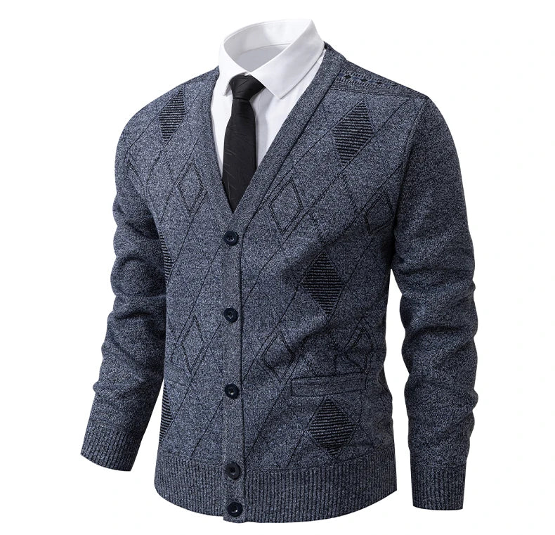 Mens Fleece Thick Cardigan Autumn Winter Knitted Sweaters Male Cardigans Slim Fit Luxury Brand Cold Sweater Coat Jacket