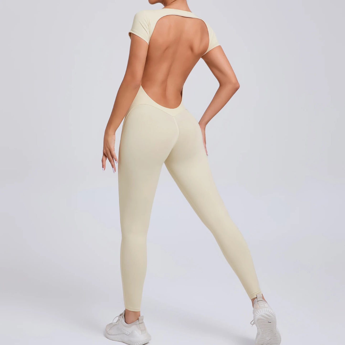 Sexy Long Sleeves One-piece Suit Female Jumpsuit Quick Dry Yoga Clothing Workout Bodysuits Backless Sports Rompers Women Gym