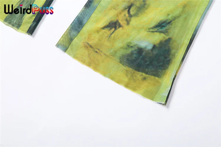 Weird Puss Mesh Tie Dye Straight Women's Pants