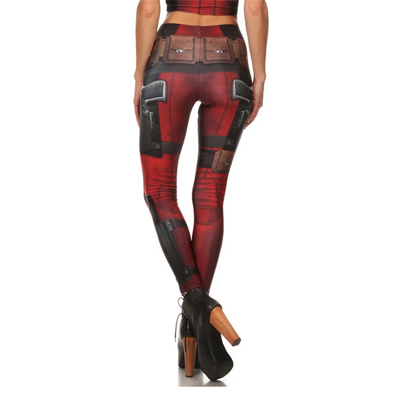 Nadanbao Leggings Holiday Party Cosplay Women Deadpool Wolverine Print Elastic Leggings Female Sexy Tights Mid Waist Trousers