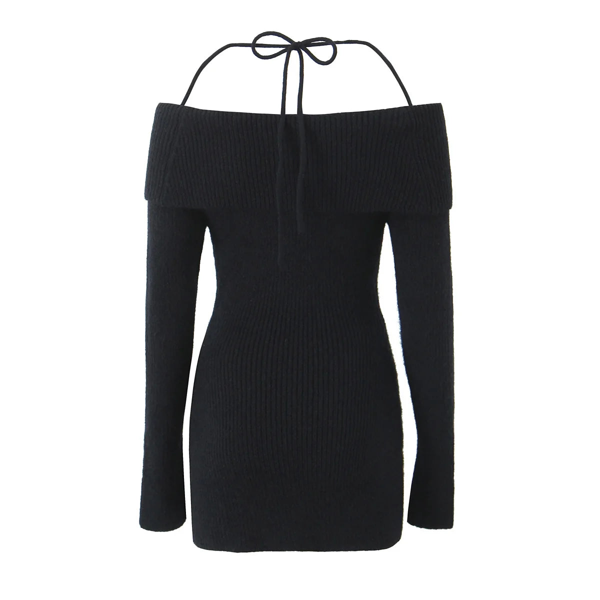 Evening party birthday dresses luxury prom sexy Sweater dress women halter dress off shoulder knitted short dress black elegant