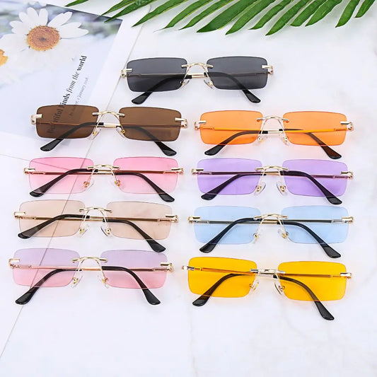 Unisex Rectangle Rimless Sun Glasses