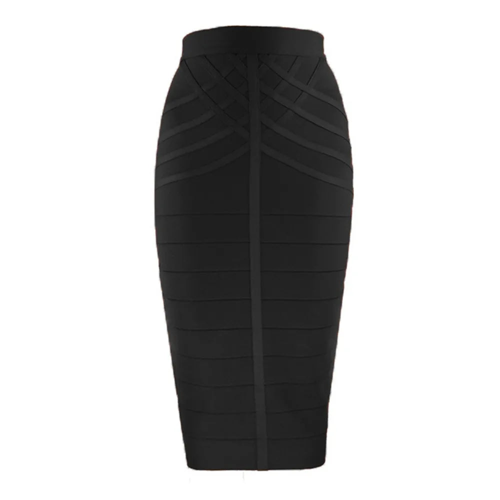 9 Colors Women Elegant Over Knee Bodycon Bandage Skirts
