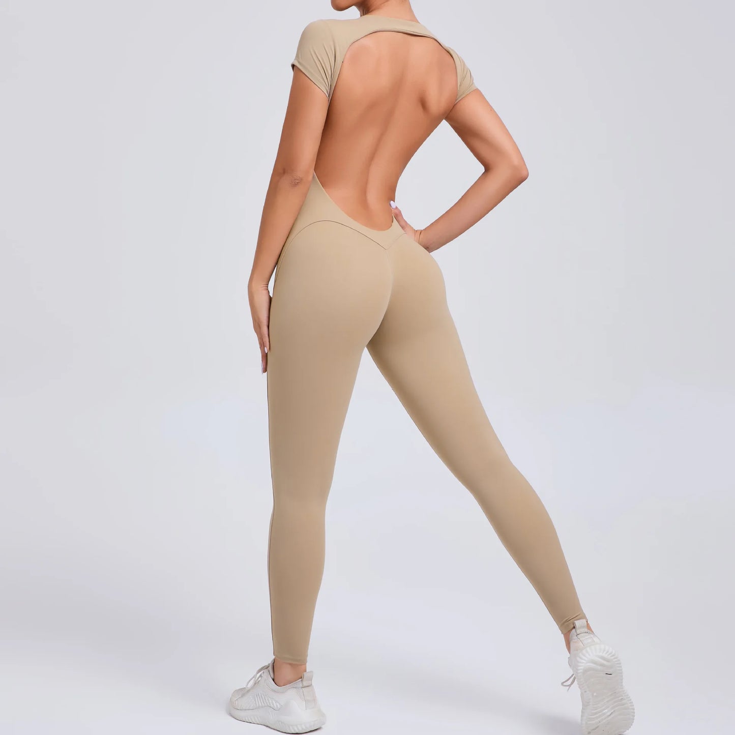 Sexy Long Sleeves One-piece Suit Female Jumpsuit Quick Dry Yoga Clothing Workout Bodysuits Backless Sports Rompers Women Gym