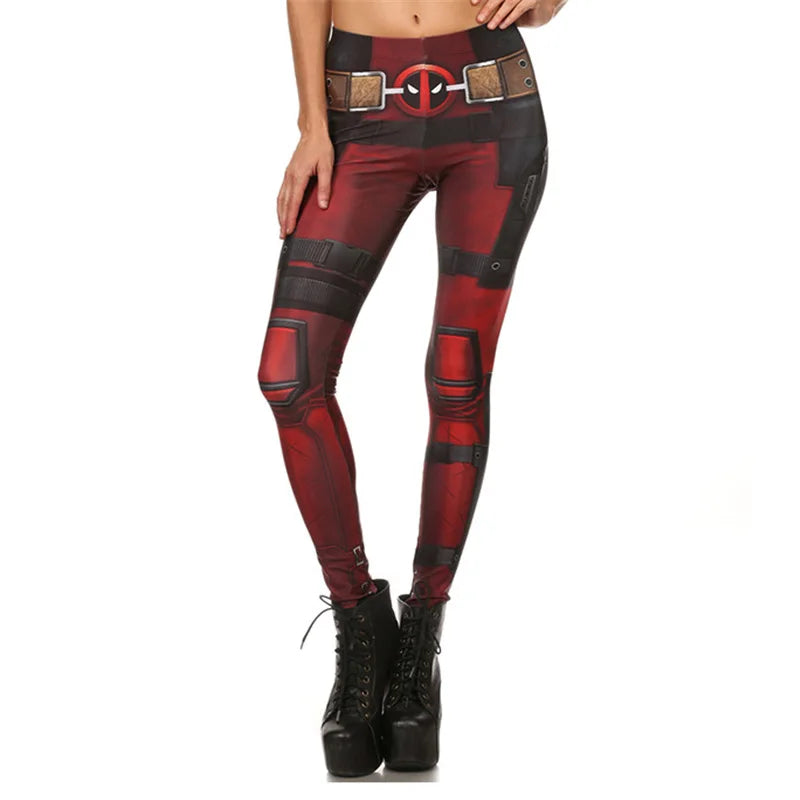 Nadanbao Leggings Holiday Party Cosplay Women Deadpool Wolverine Print Elastic Leggings Female Sexy Tights Mid Waist Trousers