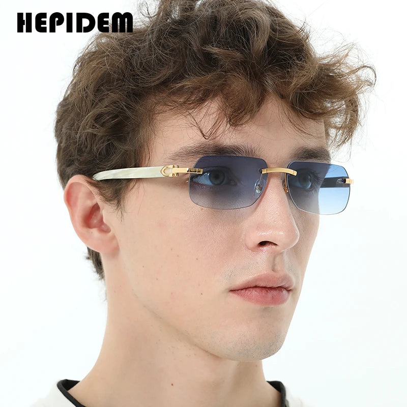 HEPIDEM Buffalo Horn Glasses Women New Square Rimless High Quality Men Sunglasses Luxury Eyewear Buffs Eyeglasses