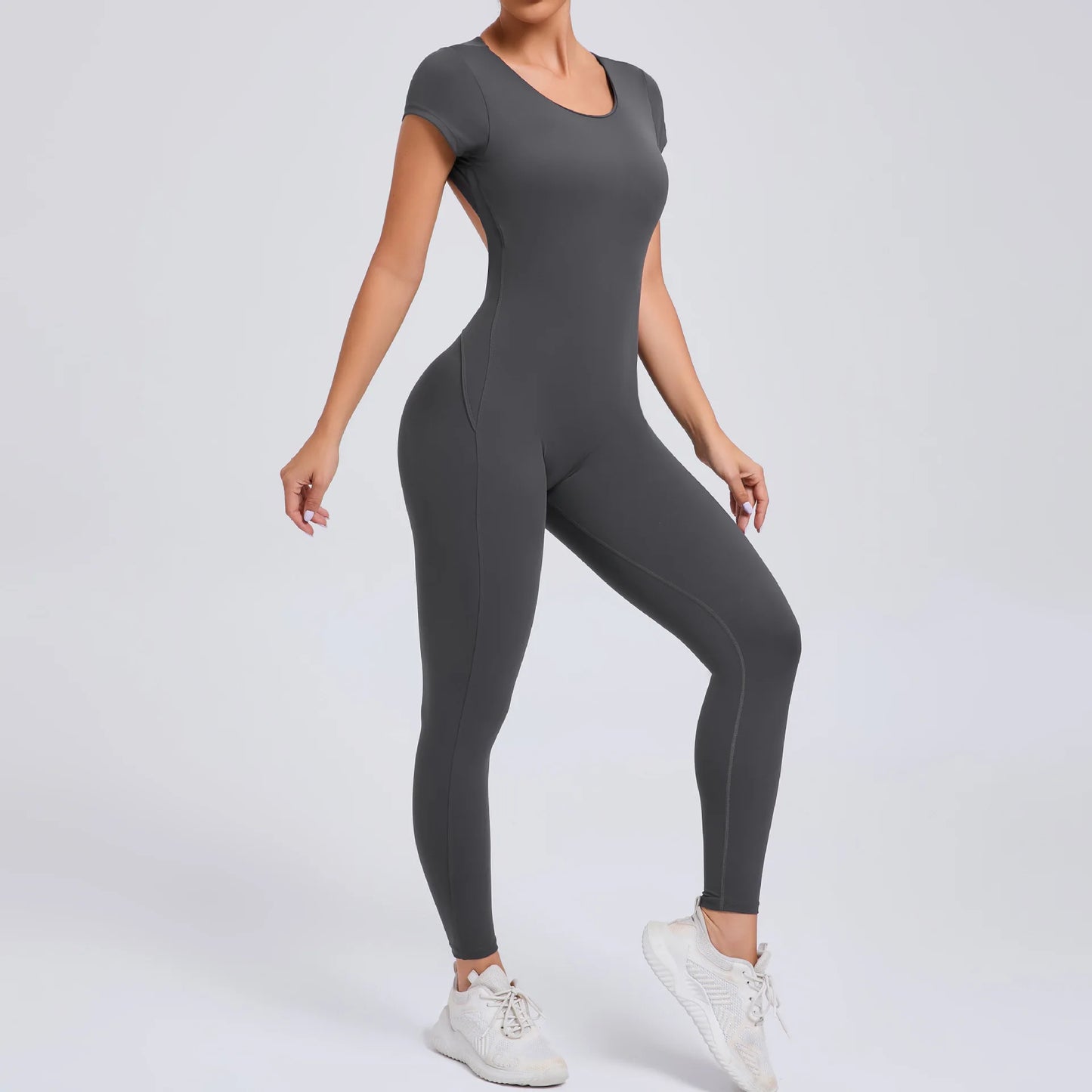 Sexy Long Sleeves One-piece Suit Female Jumpsuit Quick Dry Yoga Clothing Workout Bodysuits Backless Sports Rompers Women Gym