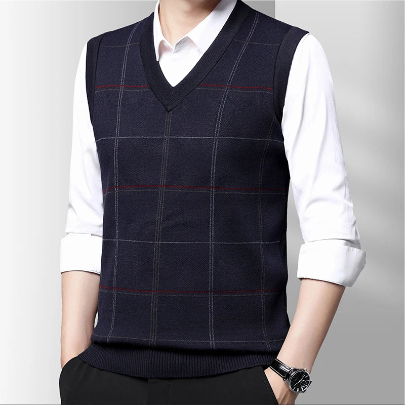 Men's Thickened Casual Sweater Tank Top Autumn and Winter Warm Men's Vest